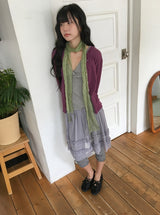 Rie Layered Banding Mesh Midi Skirt