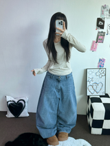 BALLOON PARACHUTE バックスナップバルーンデニムパンツ 🩵🖤2COLOR