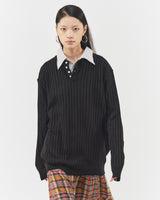 Bluesf merino wool henry neck knitwear - Black