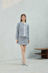 CHERISH TWEED SKIRT PANTS / SKY BLUE