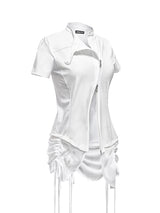  CURVED ZIP-UP SHIRT WITH LAYER . WHITE