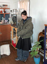 [unisex] ビトリボタンフードウェロンパディングジャンパー