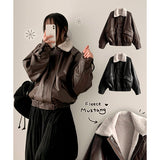 Evil Aubang Wool Collar Leather Jumper