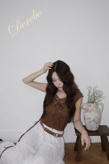 Texture Lace Ribbon Short Sleeve T-shirt