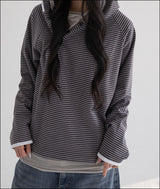 Kikole button stripe hoodie
