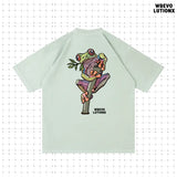 レインフォレストミントグリーンデニムウォッシュドヘビーウェイトTシャツ (Red-eyed Tree Frog)