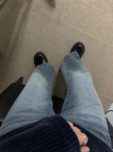 ASCLO ウィスカーワイドフレアデニムパンツ (2color)