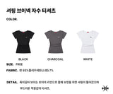 Shirred V-Neck Embroidered T-Shirt (26STP-SSTS01)
