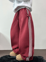 FLEECE❤TRACK LINE 3 LINE LONG PANTS ❤🖤🤍💙🩶5COLOR
