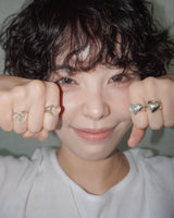 [925SILVER] COOKIE FRAME HEART STUD RING