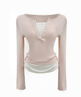Jena layered button T (4color)