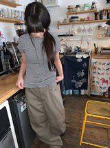 ルツピンタックコットンワイドパンツ