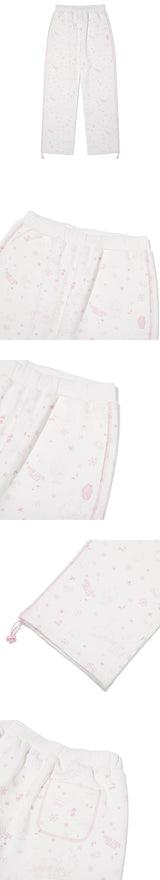 TROLLS VINTAGE GRAPHIC NAPPING WIDE JOGGER PANTS - WHITE