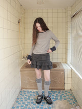 Ribbon shirring knit skirt / gray