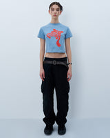 ツイストロゴクロップTシャツ　ブルー