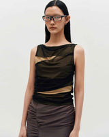 Mesh Layered Sleeveless _ BLACK