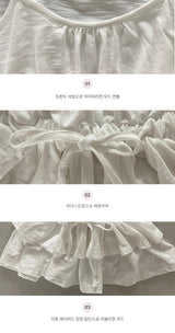 Veronica Hem Frill Tiered String Sleeveless Blouse (2 colors)