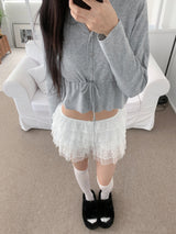 Dream Flare Cancan Lace Frill Shorts (White)