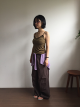 オッティ フリル ボタン ノースリーブ トップ (3color)