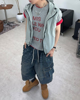 パッド レタリング クロップ ショートスリーブTシャツ