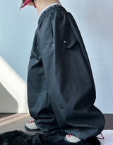 SNAP DENIM BALLOON LONG PANTS 💙🖤2COLOR