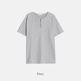 OSフックヘンリーネック半袖Tシャツ