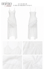 wrench lace unbalanced frill sleeveless dress
