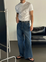 [Unisex]スタッドワイドデニムパンツ