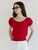 SKASHI RIBBON POINTED HALF KNIT RED