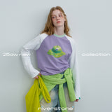 Riverstone Plus フルーツプリント ラグラン袖 コントラストストライプ 長袖Tシャツ