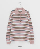 Kentally Stripe Collar Over Wool Knit