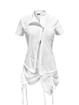  CURVED ZIP-UP SHIRT WITH LAYER . WHITE