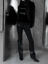 black buckle fur jacket