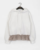 Tiffa Checkered Frill Layered Hooded T-shirt