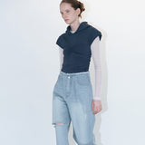 Amie Shirring hood tank chacol