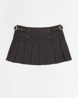 Buckle Pleated Mini Skirt Black