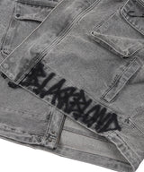 BBD ヴィンテージ クラッシュ フード デニム ジップアップ ジャケット (Vintage Gray)
