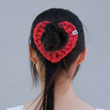 Crochet Heart Scrunch - Red
