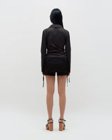 V-Neck Sleek Zip-Up _ DARK GREY
