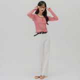 ストライプコンビバートンTシャツ (レッド)