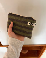 Two-tone terry flat pouch - brown , S size