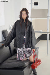 Free Shine Loose Fit Leather Rider Jacket