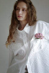Seersucker check shirt, White