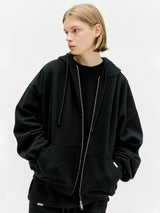 Oversized Full Zip Hoodie - Black