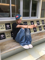 Wavy Cat Washed Distressed Denim Pants