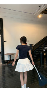 Short Sleeve Button Slim Ribbed Short Sleeve Tee