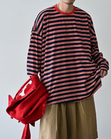 BHNY LOOSE FIT SLIT STRIPED LONG SLEEVE T-SHIRT