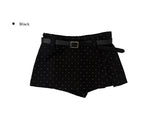 Oen Dot Slit Belt Mini Skirt