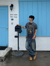 フェイクリネンバルーンデニムパンツ (3 Colors)