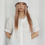 Lace Puff Blouse (White)